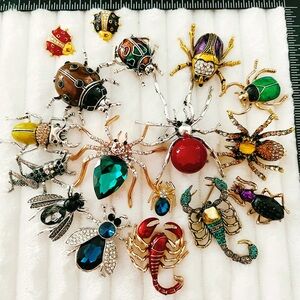 Colorful Insect Brooch Set